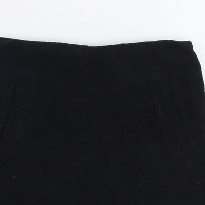 New Look Womens Black Cotton A-Line Skirt Size 8 Zip