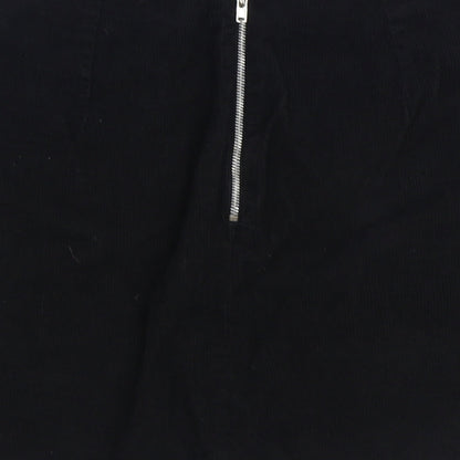 New Look Womens Black Cotton A-Line Skirt Size 8 Zip