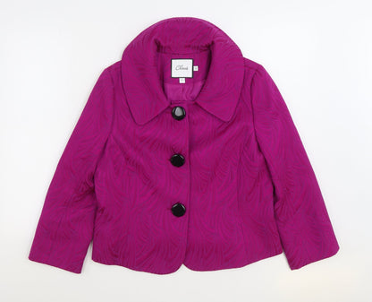 Chaus Womens Pink Geometric Jacket Size 10 Button