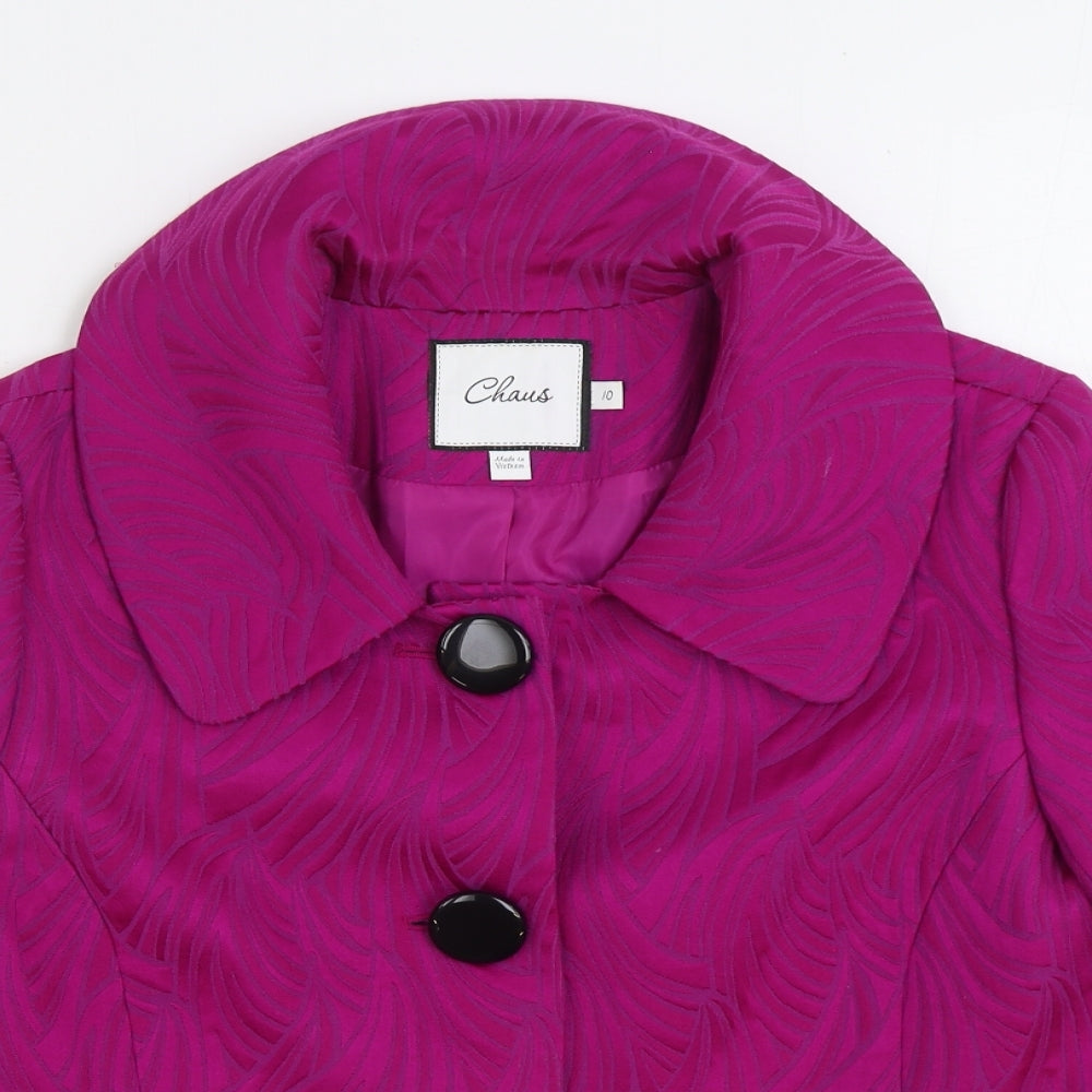 Chaus Womens Pink Geometric Jacket Size 10 Button
