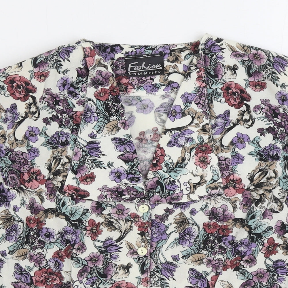 Womens UK Size 12 Fashion Multicoloured Basic Button-Up