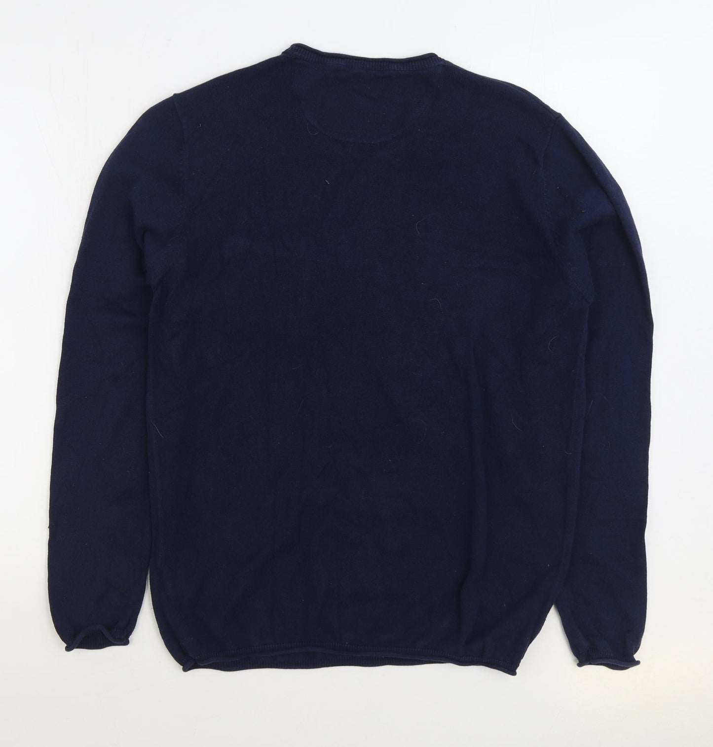 Springfield Mens Blue Round Neck Cotton Pullover Jumper Size L