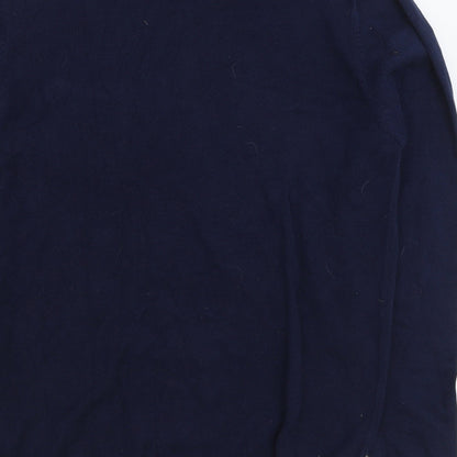 Springfield Mens Blue Round Neck Cotton Pullover Jumper Size L