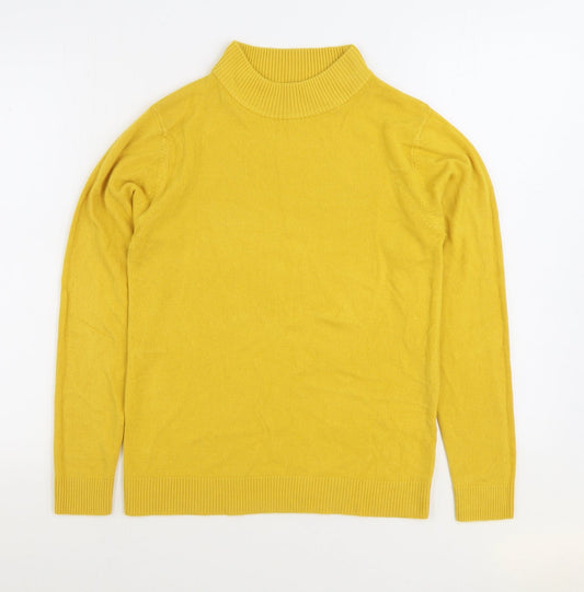 Damart Womens Yellow Mock Neck Acrylic Pullover Jumper Size 10