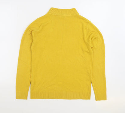 Damart Womens Yellow Mock Neck Acrylic Pullover Jumper Size 10