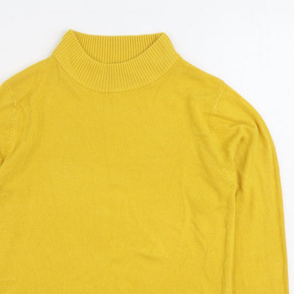 Damart Womens Yellow Mock Neck Acrylic Pullover Jumper Size 10