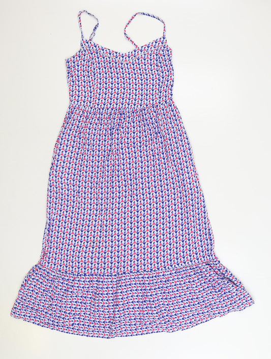 Marks and Spencer Womens Multicoloured Geometric Viscose Trapeze & Swing Size 8 Scoop Neck Pullover