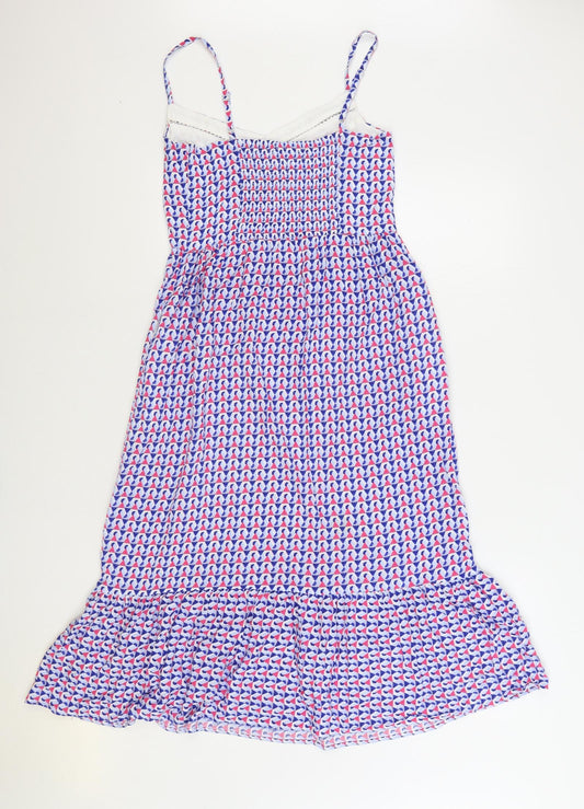 Marks and Spencer Womens Multicoloured Geometric Viscose Trapeze & Swing Size 8 Scoop Neck Pullover