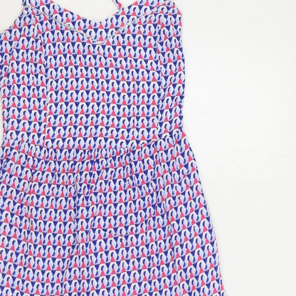 Marks and Spencer Womens Multicoloured Geometric Viscose Trapeze & Swing Size 8 Scoop Neck Pullover