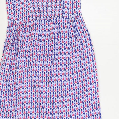 Marks and Spencer Womens Multicoloured Geometric Viscose Trapeze & Swing Size 8 Scoop Neck Pullover