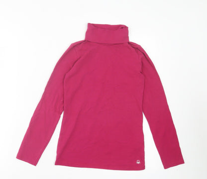 United Colors of Benetton Girls Pink Cotton Basic Casual Size 10-11 Years Roll Neck Pullover