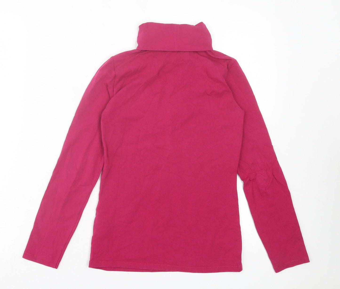 United Colors of Benetton Girls Pink Cotton Basic Casual Size 10-11 Years Roll Neck Pullover