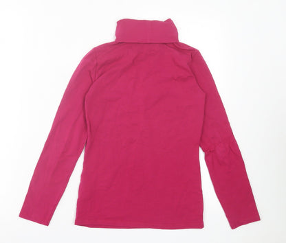 United Colors of Benetton Girls Pink Cotton Basic Casual Size 10-11 Years Roll Neck Pullover