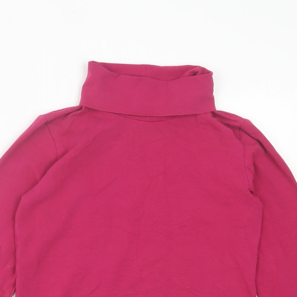 United Colors of Benetton Girls Pink Cotton Basic Casual Size 10-11 Years Roll Neck Pullover