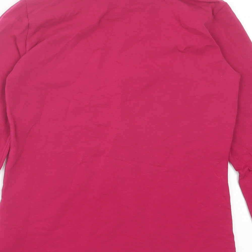 United Colors of Benetton Girls Pink Cotton Basic Casual Size 10-11 Years Roll Neck Pullover