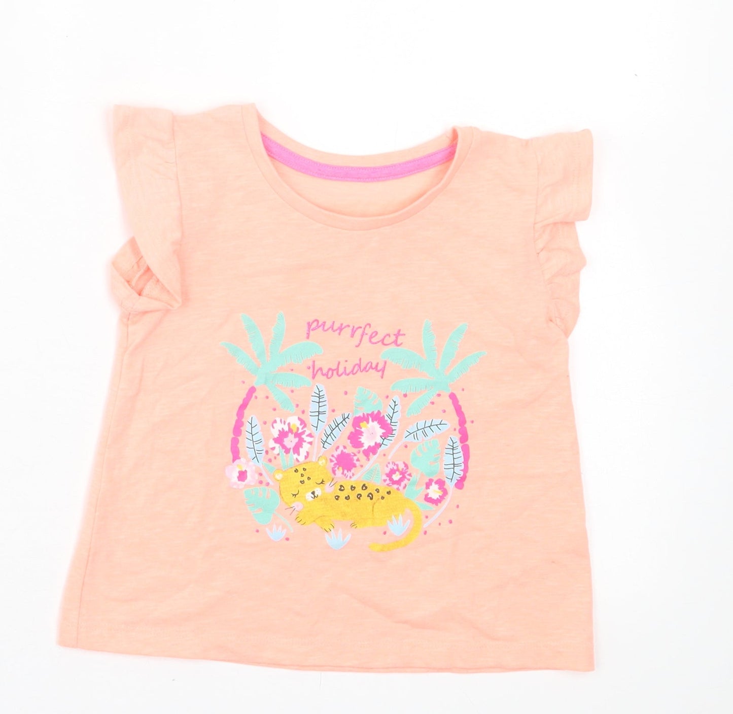 Matalan Girls Pink Cotton Basic T-Shirt Size 2-3 Years Crew Neck Pullover - Purrfect Holiday