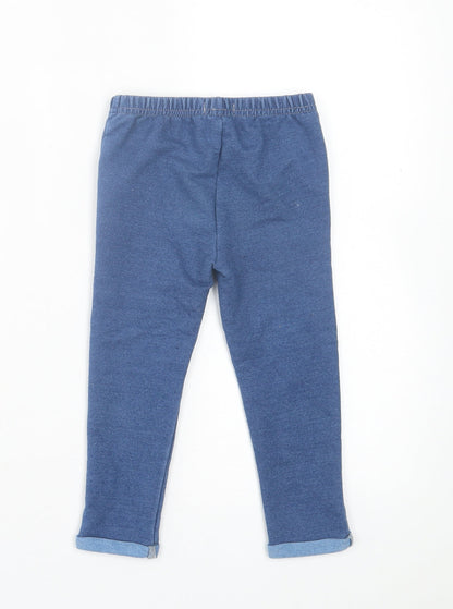 Primark Girls Blue Cotton Capri Trousers Size 24 Months Pullover