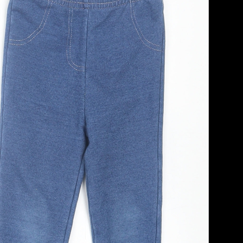 Primark Girls Blue Cotton Capri Trousers Size 24 Months Pullover