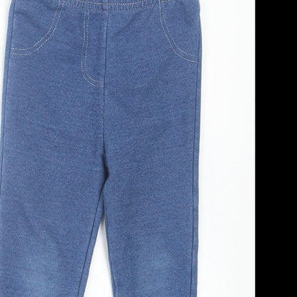 Primark Girls Blue Cotton Capri Trousers Size 24 Months Pullover