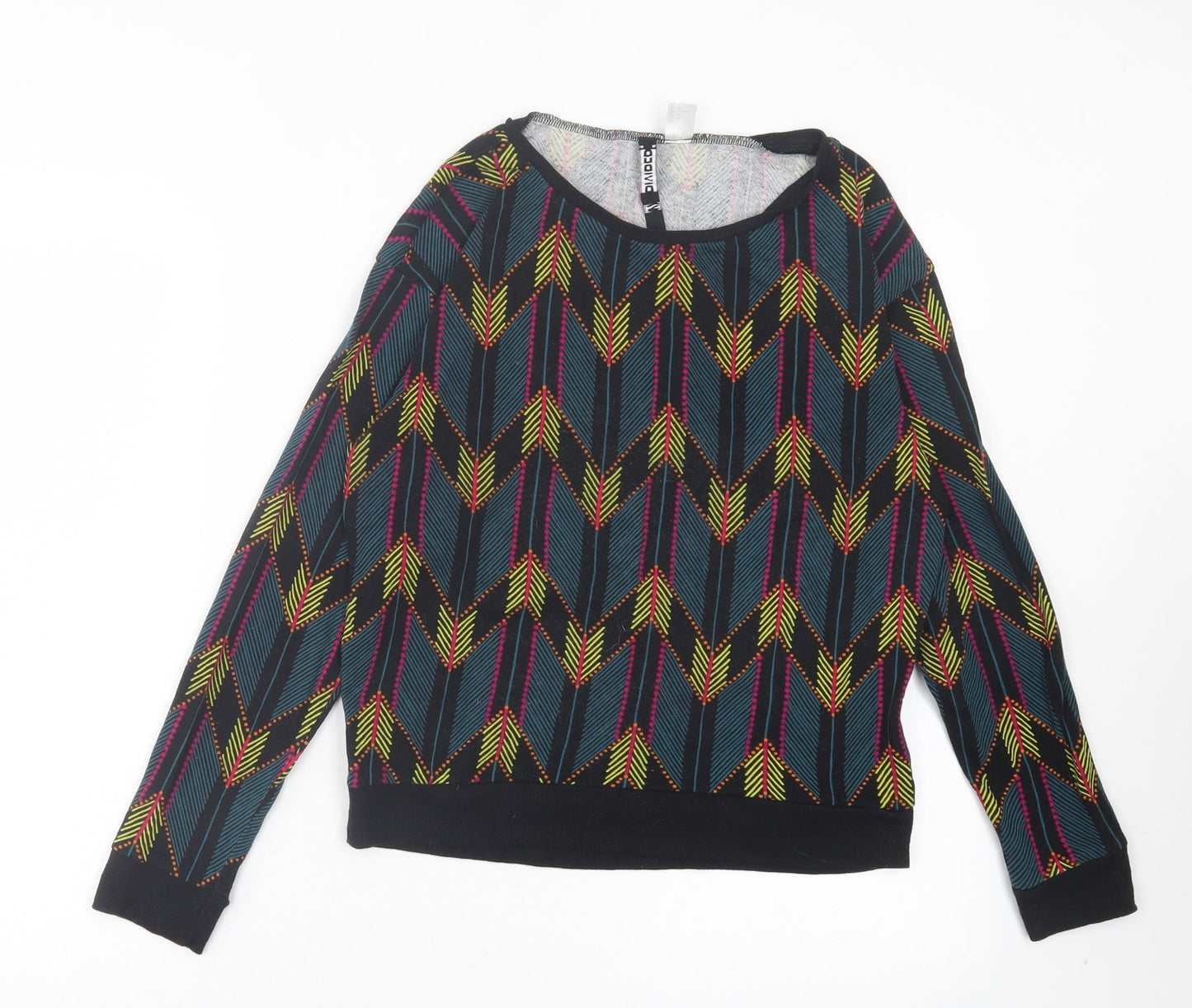 H&M Womens Green Geometric Cotton Pullover Sweatshirt Size XS Pullover