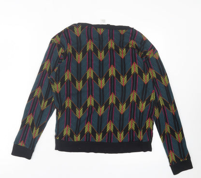 H&M Womens Green Geometric Cotton Pullover Sweatshirt Size XS Pullover
