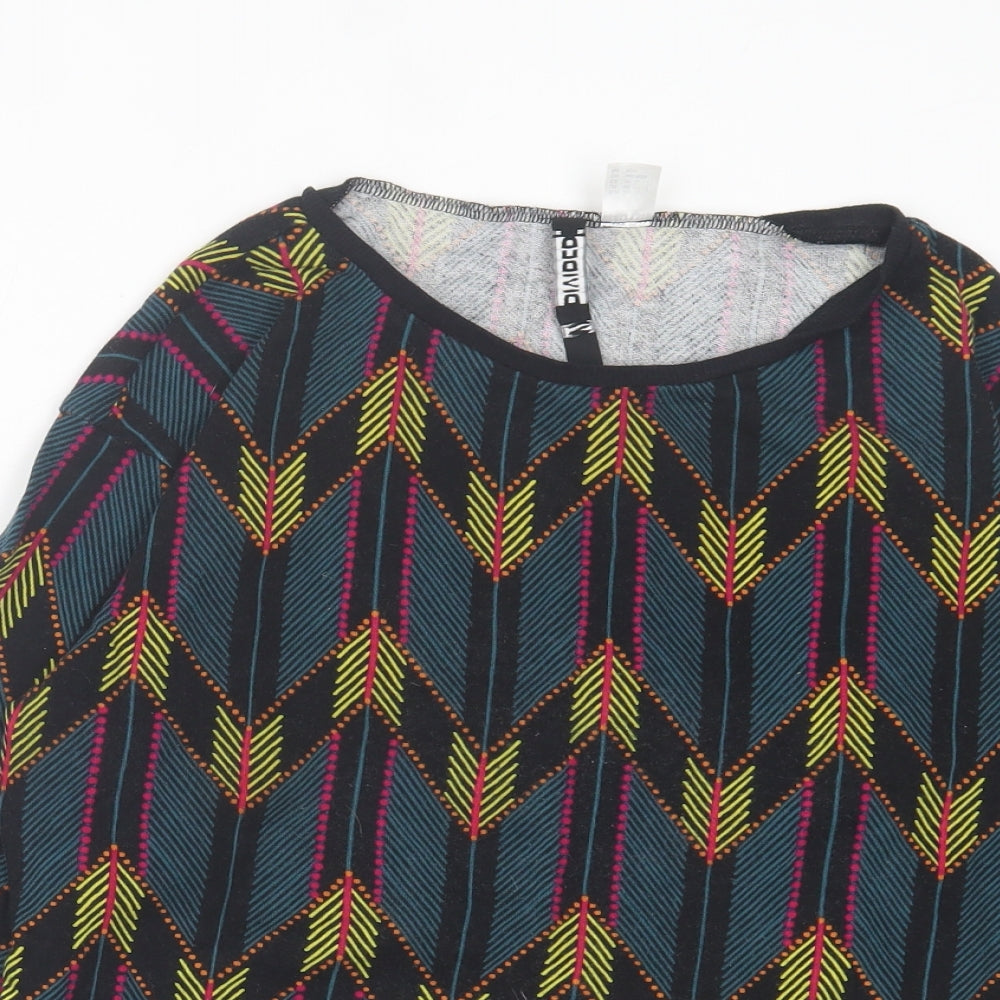 H&M Womens Green Geometric Cotton Pullover Sweatshirt Size XS Pullover