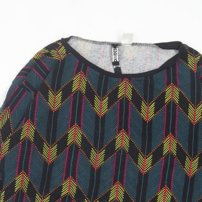 H&M Womens Green Geometric Cotton Pullover Sweatshirt Size XS Pullover