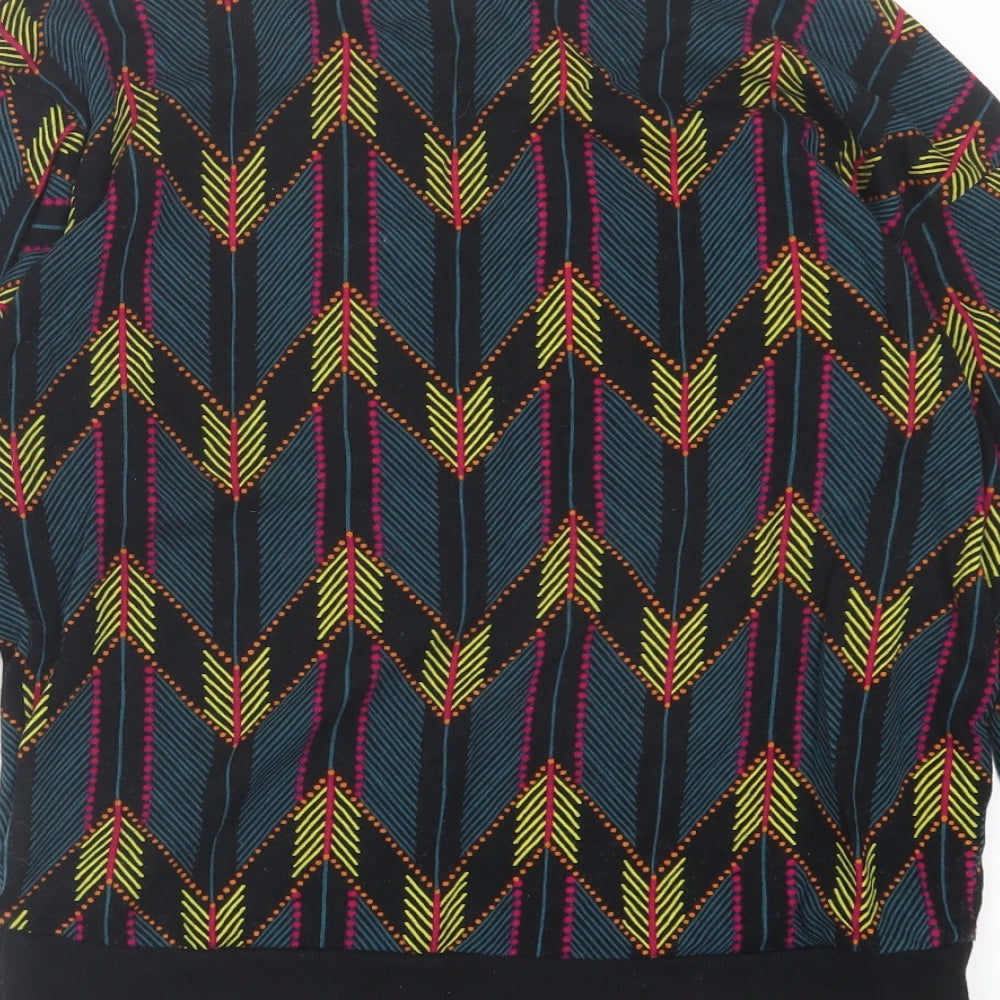 H&M Womens Green Geometric Cotton Pullover Sweatshirt Size XS Pullover