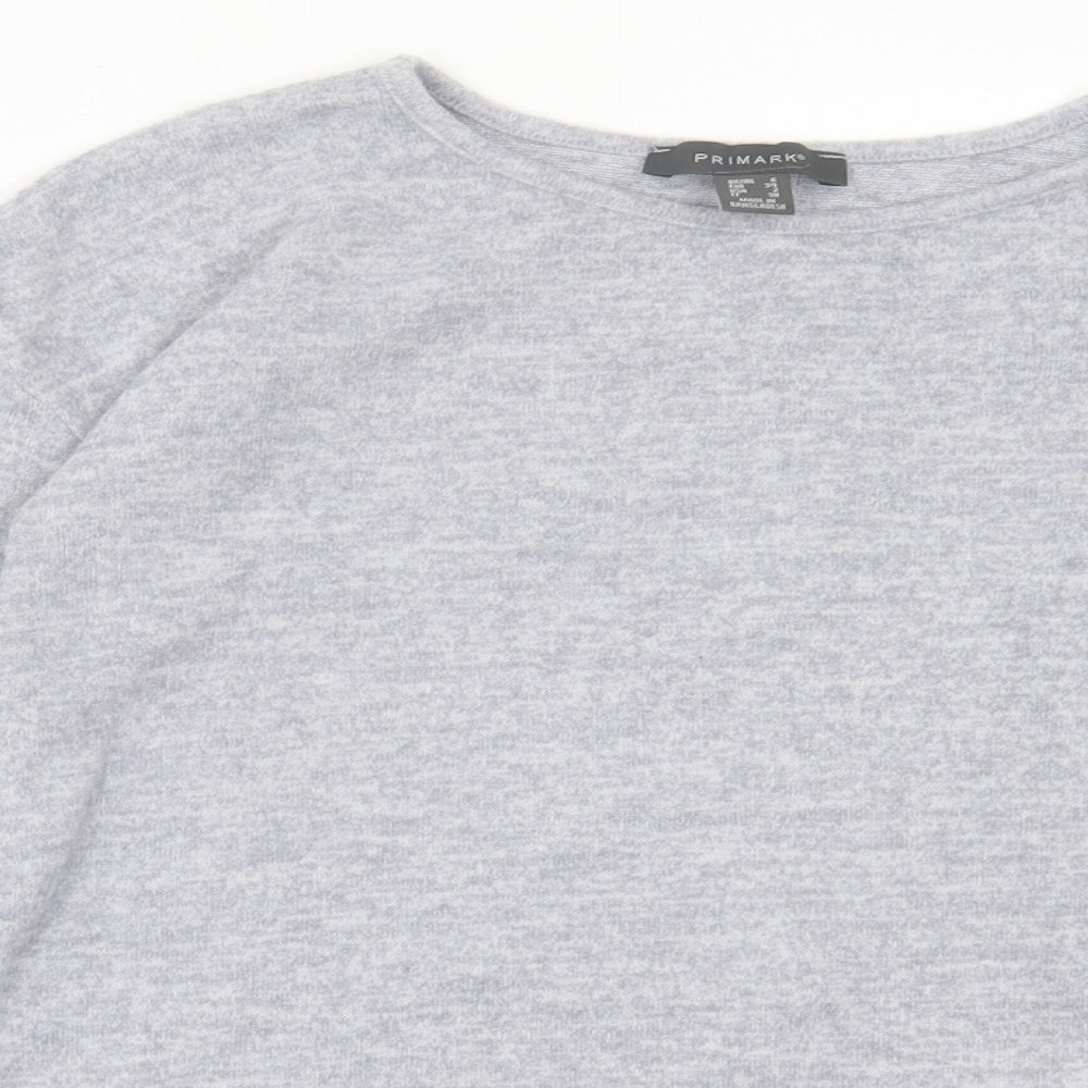 Primark Womens Grey Crew Neck Polyester Pullover Jumper Size 6 - Frill Sleeves