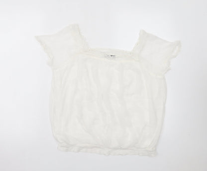 Womens UK Size 14 South White Basic T-Shirt