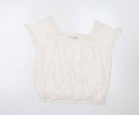 Womens UK Size 14 South White Basic T-Shirt