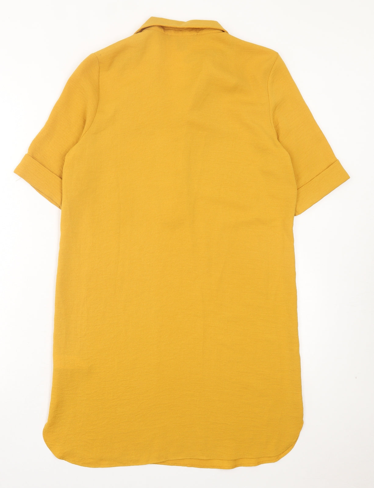 Primark Womens Yellow Polyester A-Line Size 6 V-Neck Button