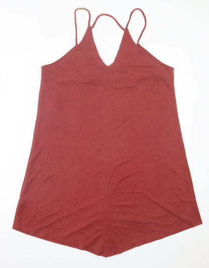 River Island Womens Red Modal A-Line Size 14 V-Neck Pullover