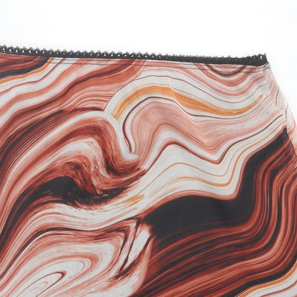 PRETTYLITTLETHING Womens Orange Geometric Polyester Straight & Pencil Skirt Size 6 - Lettuce edging