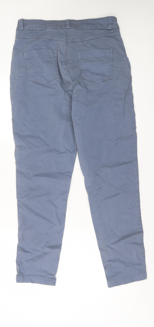 Denim & Co. Womens Blue Cotton Straight Jeans Size 12 L27 in Regular Button