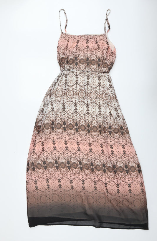 Marks and Spencer Womens Multicoloured Geometric Polyester A-Line Size 12 Square Neck Pullover