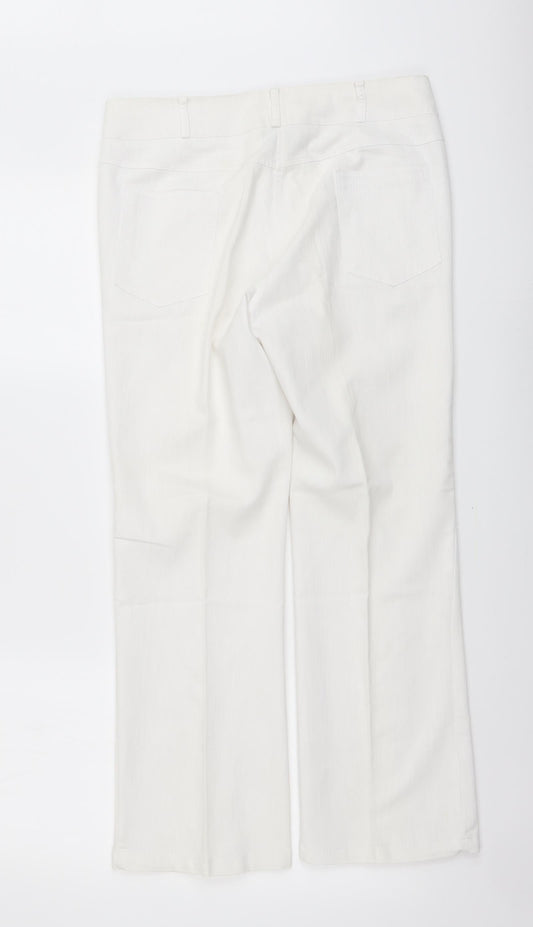First Avenue Womens White Polyester Trousers Size 14 L27 in Regular Button