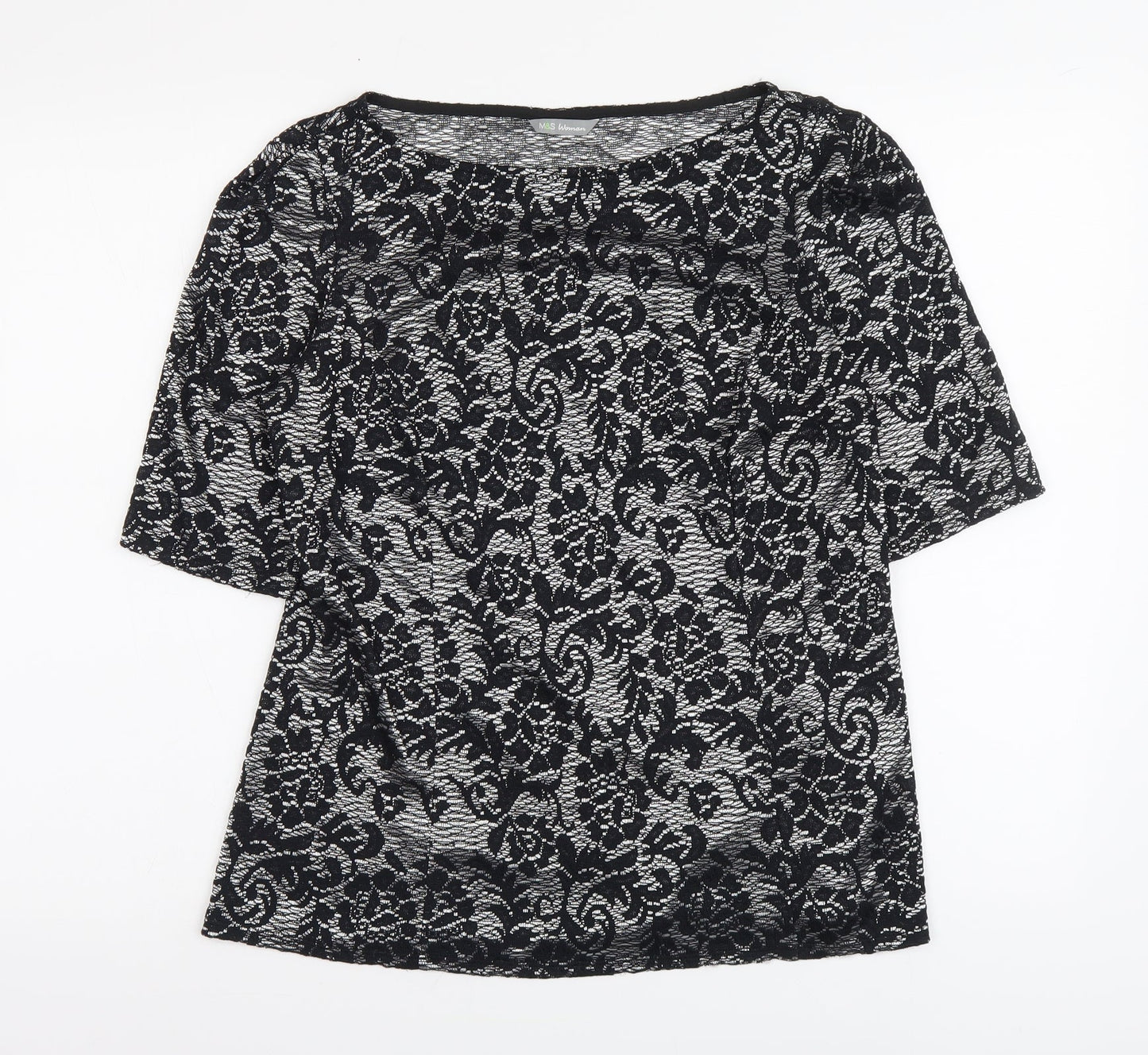 Womens UK Size 12 Marks and Spencer Black Basic T-Shirt
