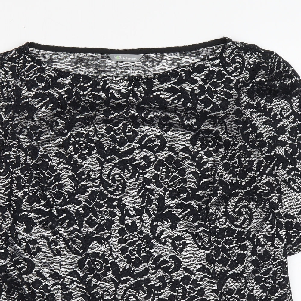 Womens UK Size 12 Marks and Spencer Black Basic T-Shirt