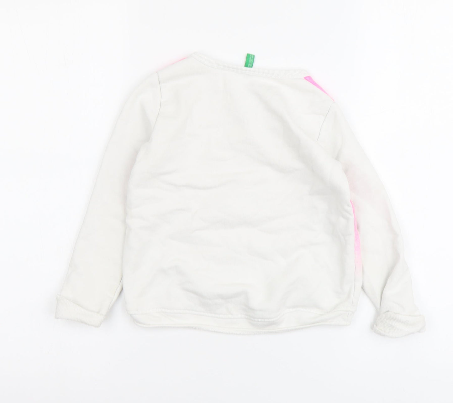 United Colors of Benetton Girls Pink Geometric Cotton Pullover Sweatshirt Size 4-5 Years Pullover