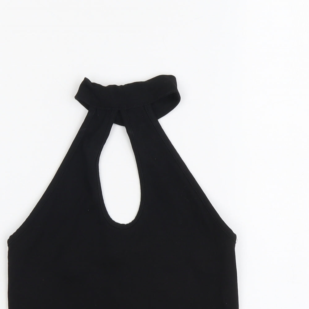 Miss Selfridge Womens Black Cotton Cropped Tank Size 8 Halter