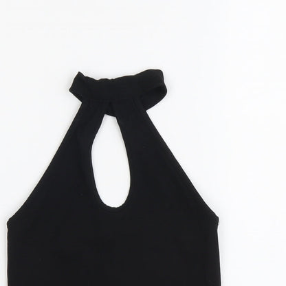 Miss Selfridge Womens Black Cotton Cropped Tank Size 8 Halter