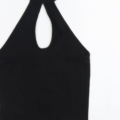 Miss Selfridge Womens Black Cotton Cropped Tank Size 8 Halter
