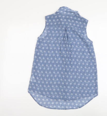 Womens UK Size XS H&M Blue Basic Button-Up