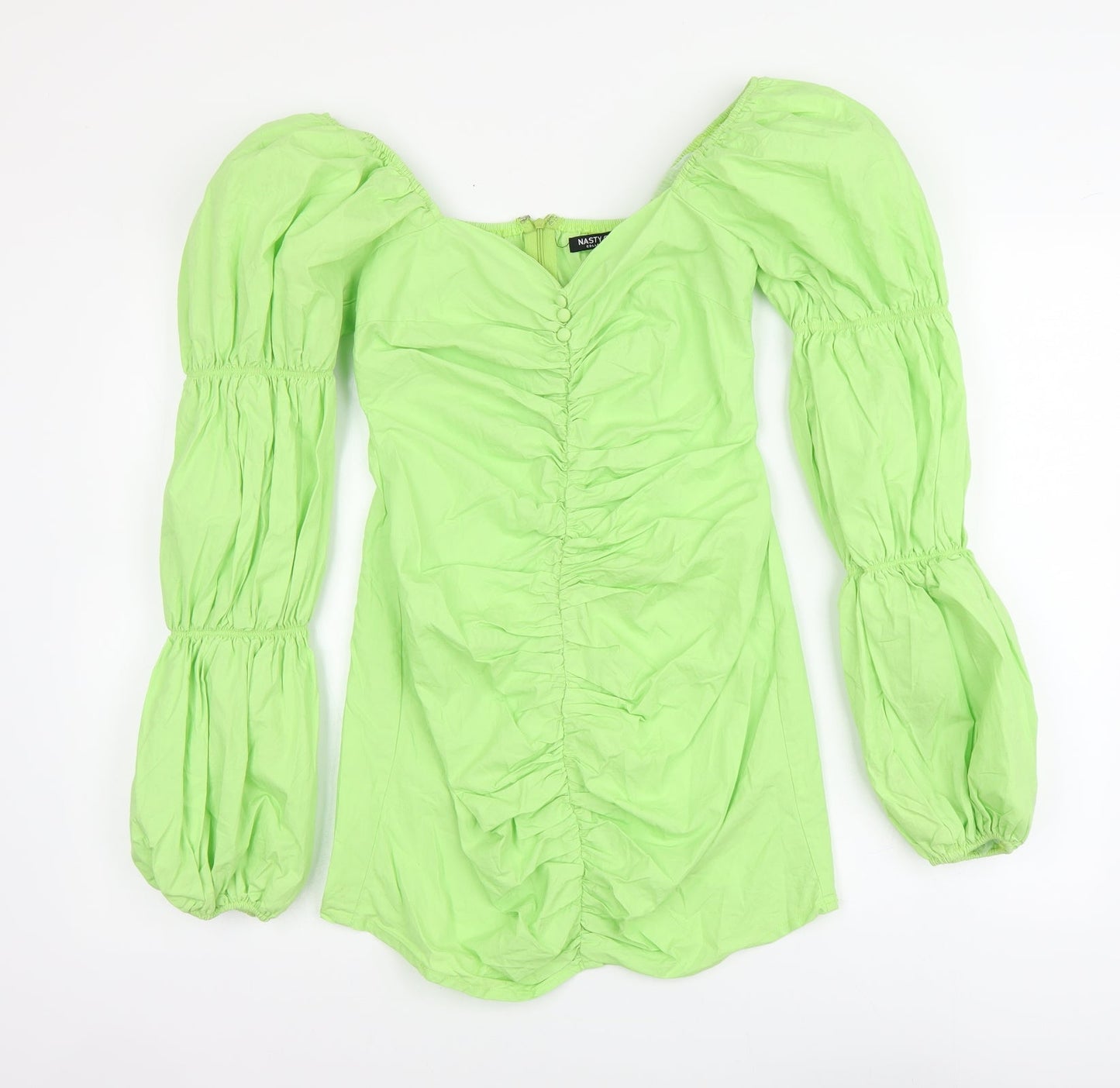 Nasty Gal Womens Green Cotton Mini Size 6 V-Neck Zip