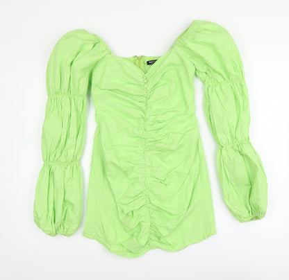 Nasty Gal Womens Green Cotton Mini Size 6 V-Neck Zip