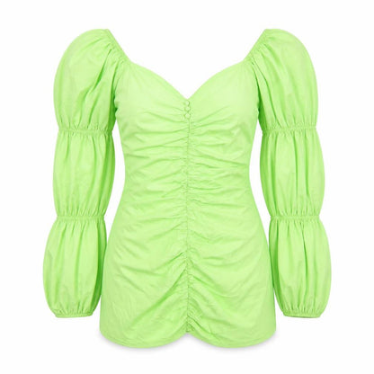 Nasty Gal Womens Green Cotton Mini Size 6 V-Neck Zip