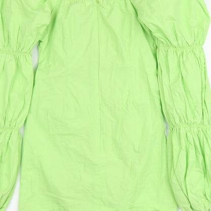 Nasty Gal Womens Green Cotton Mini Size 6 V-Neck Zip