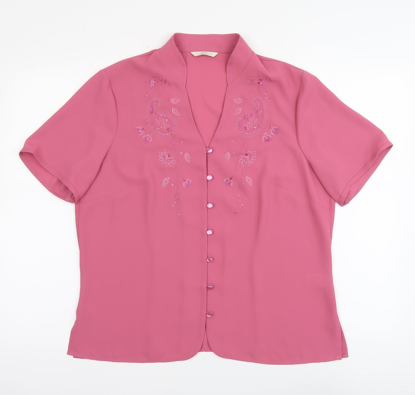 Womens UK Size 14 Marks and Spencer Pink Basic Button-Up