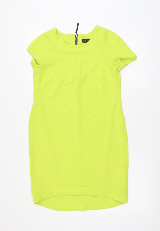 Topshop Womens Green Polyester Bodycon Size 8 Round Neck Zip